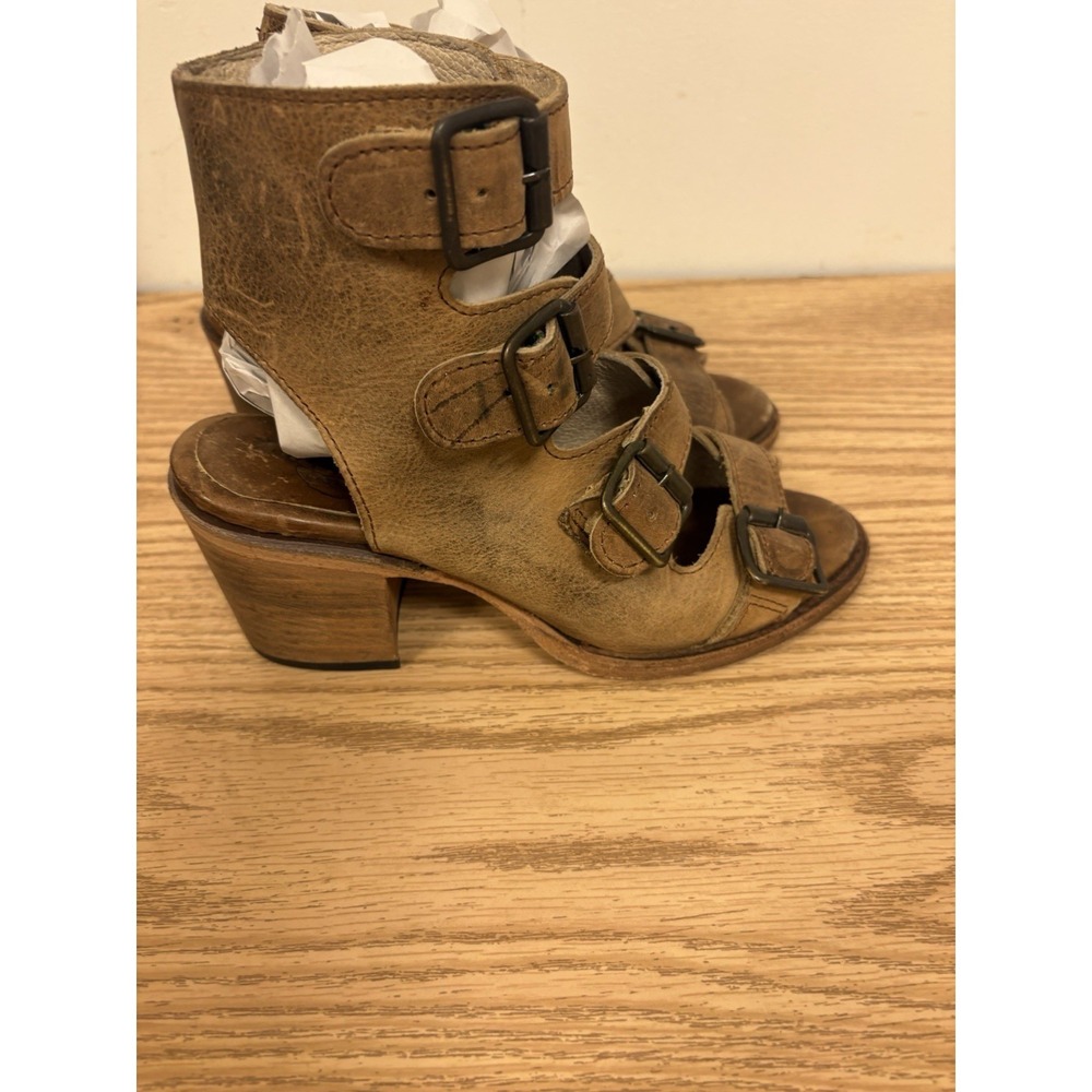 Freebird By Steven Quail Strappy Brown Leather Open Bootie Sandals Size 6